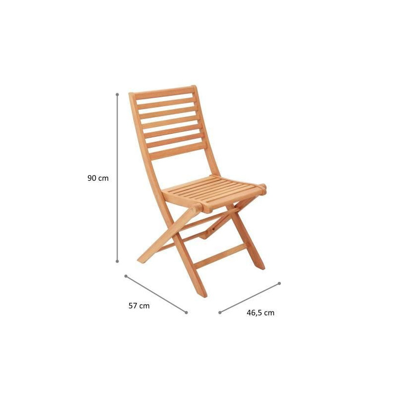 Set of 2 folding garden chairs in FSC eucalyptus - 57 x 46.5 x 90 cm