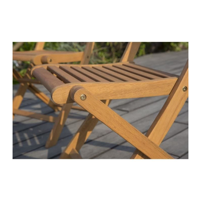 Set of 2 folding garden chairs in FSC eucalyptus - 57 x 46.5 x 90 cm
