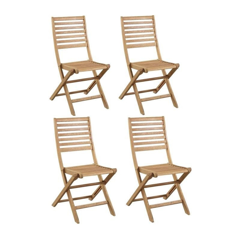 Set of 2 folding Acacia FSC garden chairs - 47 x 57.5 x H.89.5 cm