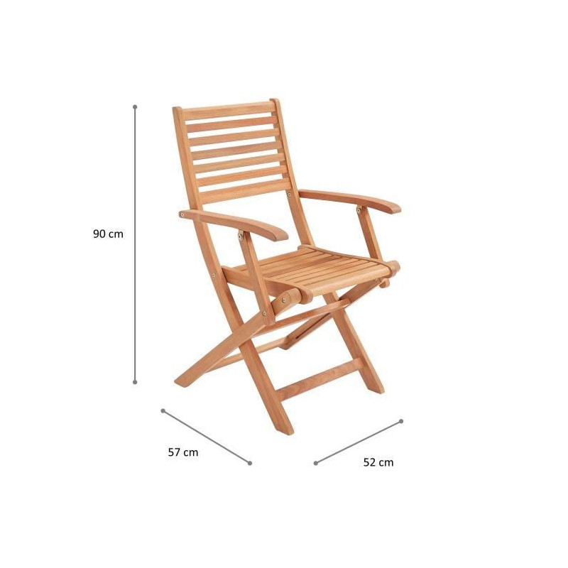 Set of 2 folding garden chairs in eucalyptus FSC - 57,5x56x90cm