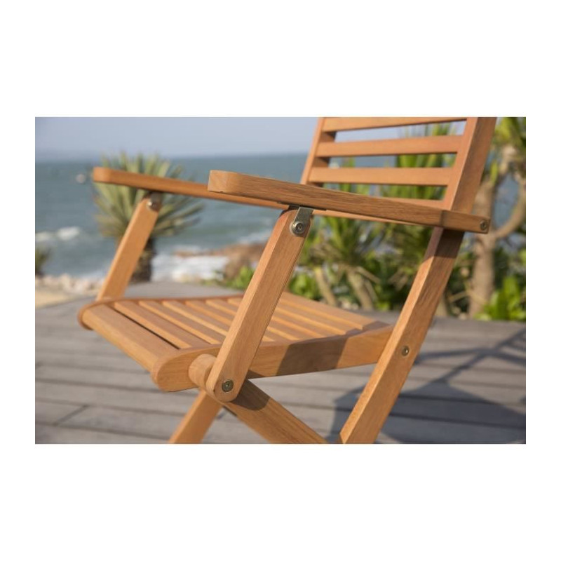 Set of 2 folding garden chairs in eucalyptus FSC - 57,5x56x90cm