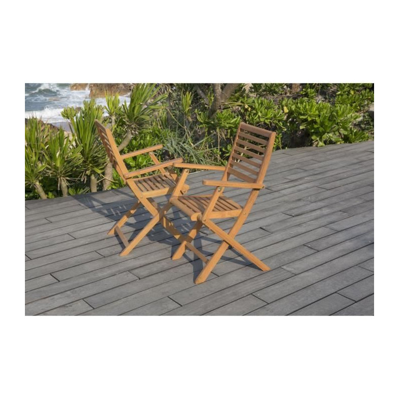 Set of 2 folding garden chairs in eucalyptus FSC - 57,5x56x90cm
