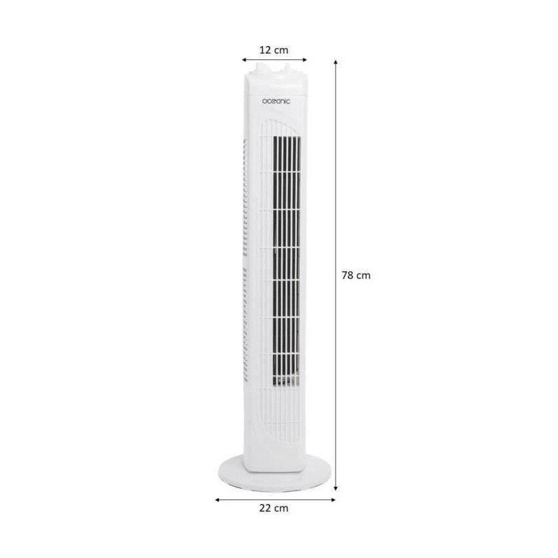 OCEANIC column fan - 45W - Height 78 cm - 3 speeds - oscillating - WHI