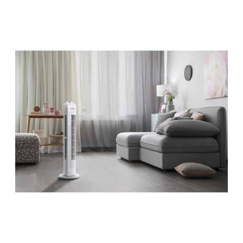 OCEANIC column fan - 45W - Height 78 cm - 3 speeds - oscillating - WHI