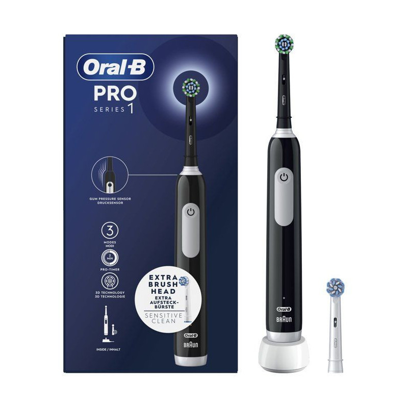 Oral-B Pro Series 1 Black Electric Toothbrush, 2 Brush Heads, Designed