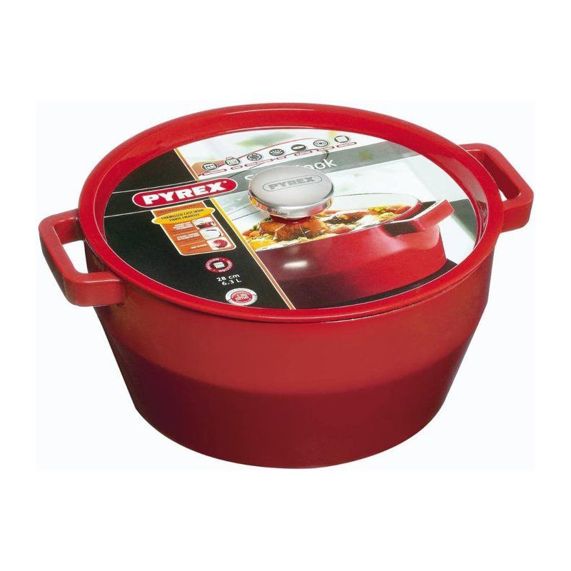 PYREX Slow Cook Round Casserole 6.3 L red