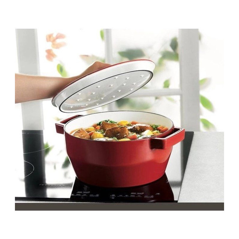 PYREX Slow Cook Round Casserole 6.3 L red