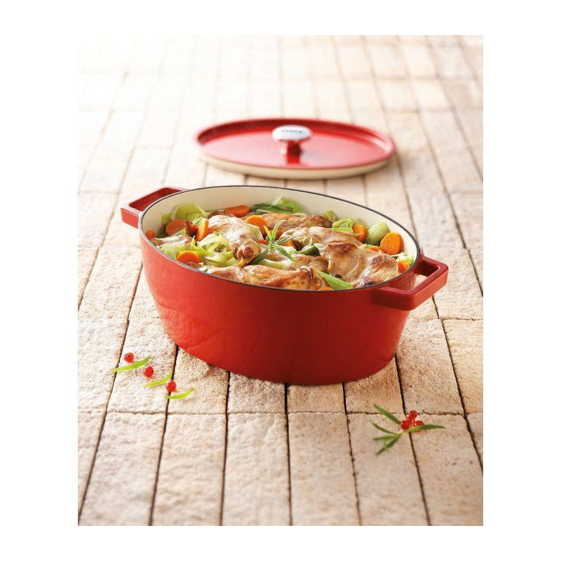 PYREX Slow Cook oval casserole 5.8 L red