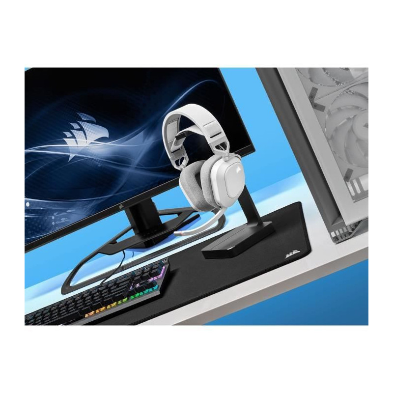 Gaming helmet - Corsair HS80 Wireless - White - Omnidirectional microp