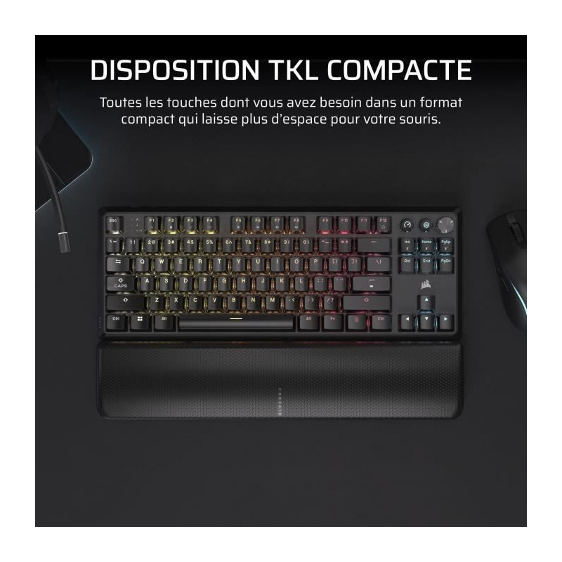 Gaming Keyboard - CORSAIR - K70 Core TKL Wireless - RGB, MLX Red v2 Sw