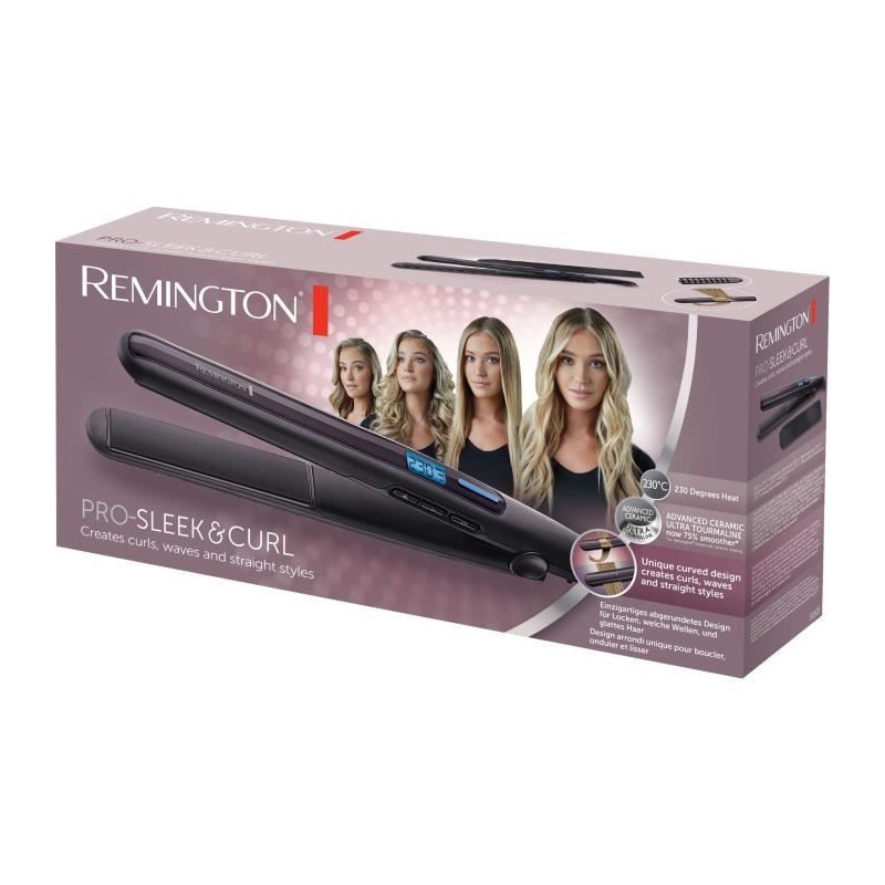 REMINGTON S6505 PRO-SLEEK & CURL Straightener and Curler - 230°C - Fa