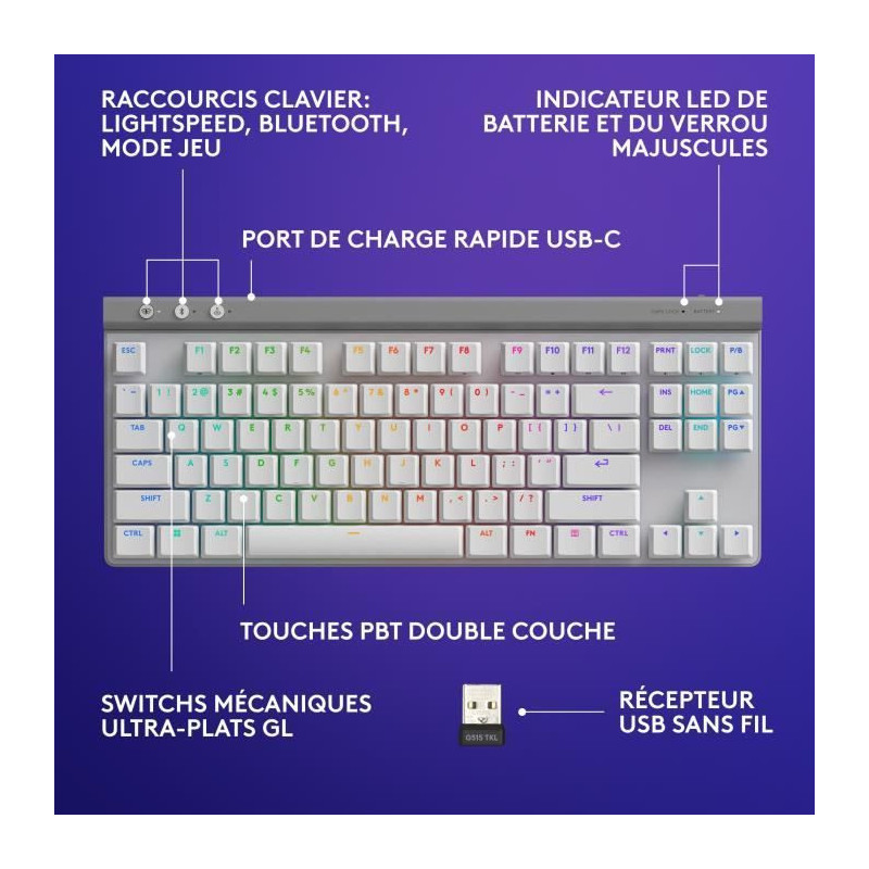 Logitech G515 LIGHTSPEED Wireless Keyboard without Numeric Keypad (Bro