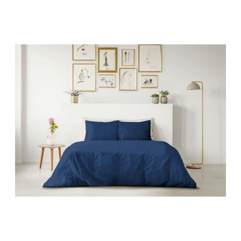 LOVELY HOME DUVET SET - 240x260 cm - 100% COTTON - BLUE