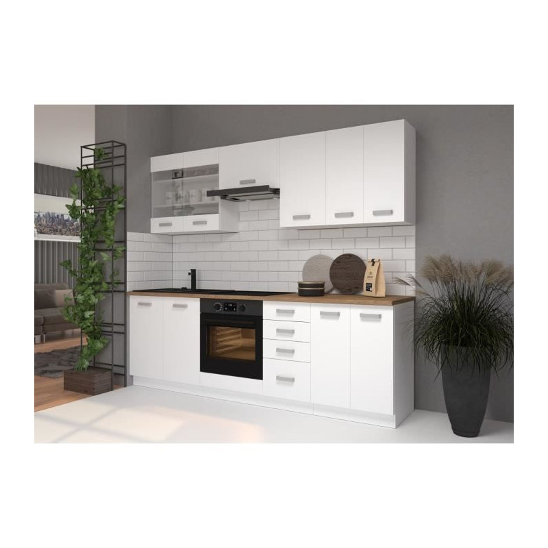ATLAS Tall unit with 2 hinged doors - White decor - L80 cm