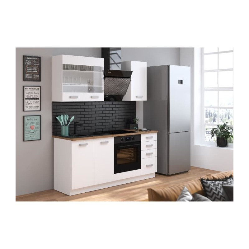 ATLAS Oven cabinet - White decor - L60cm - Sold without worktop