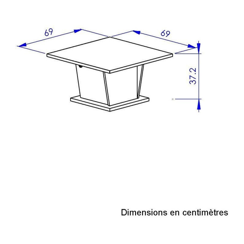 ATOS Bar Coffee Table - Square - Helvezia Oak / White - 69 x 69 x 38 c
