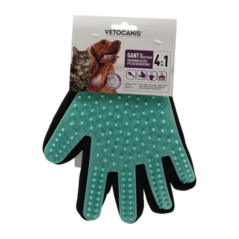 VETOCANIS 4in1 silicone grooming glove for cats and dogs