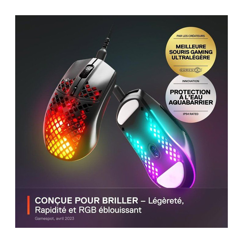 Aerox 3 (2022) Onyx PC Mouse - Wireless - STEELSERIES - Black