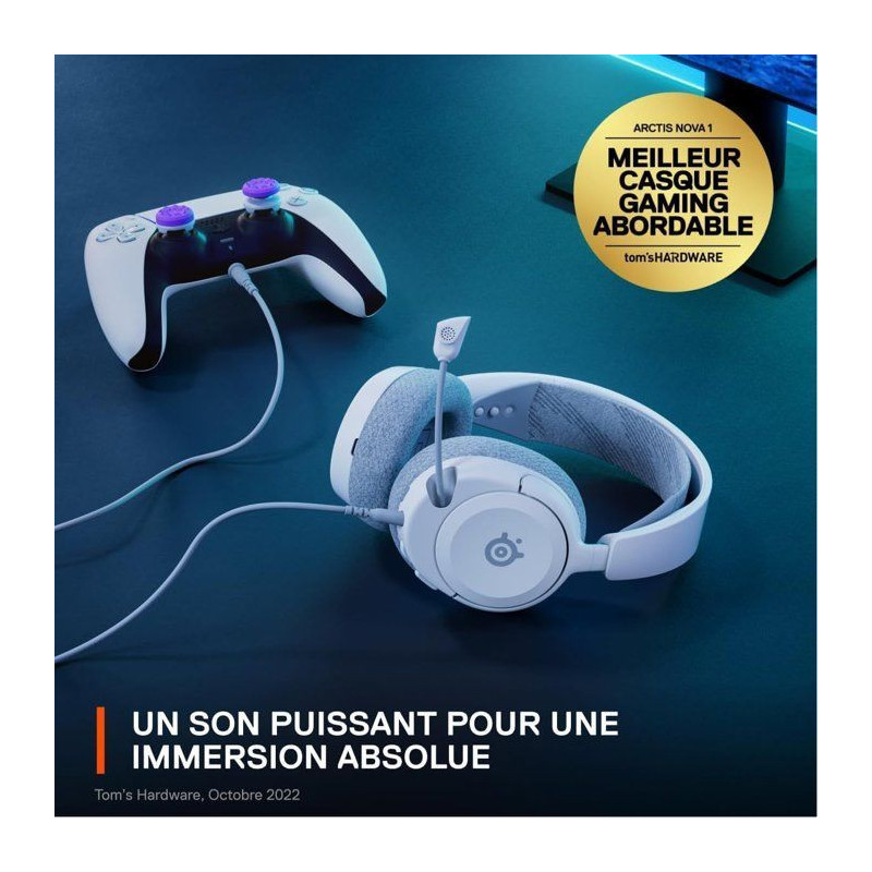 Gaming Headset - STEELSERIES - Arctis Nova 1P White - Wired - Multipla