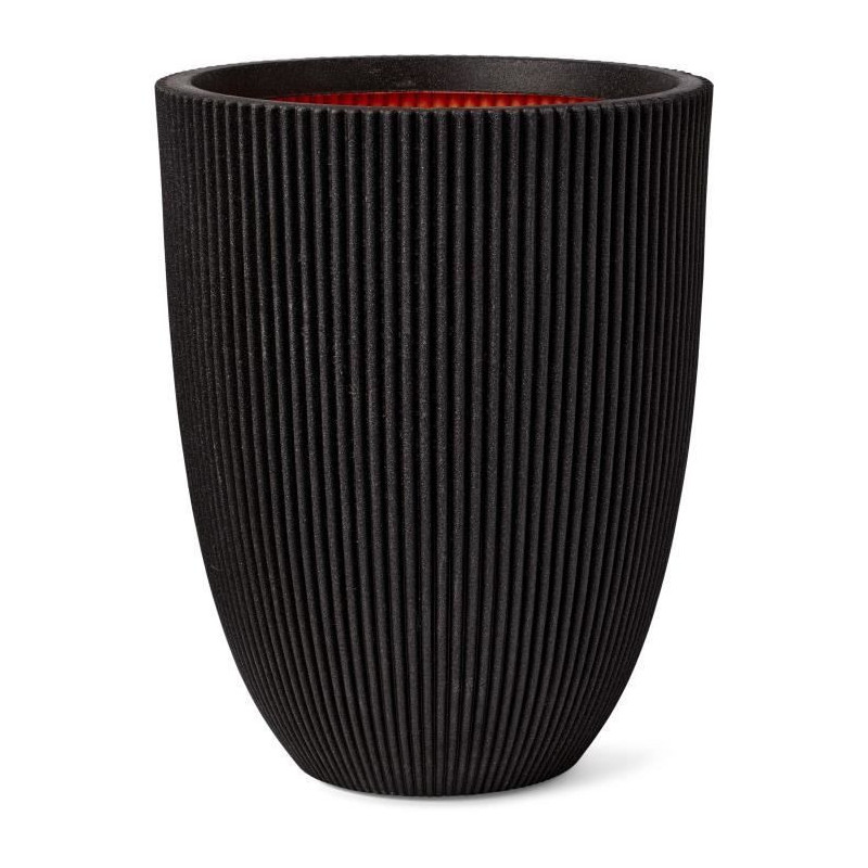 Elegant low vase - CAPI EUROPE - GROOVE NL - 34 x 46 cm - Black