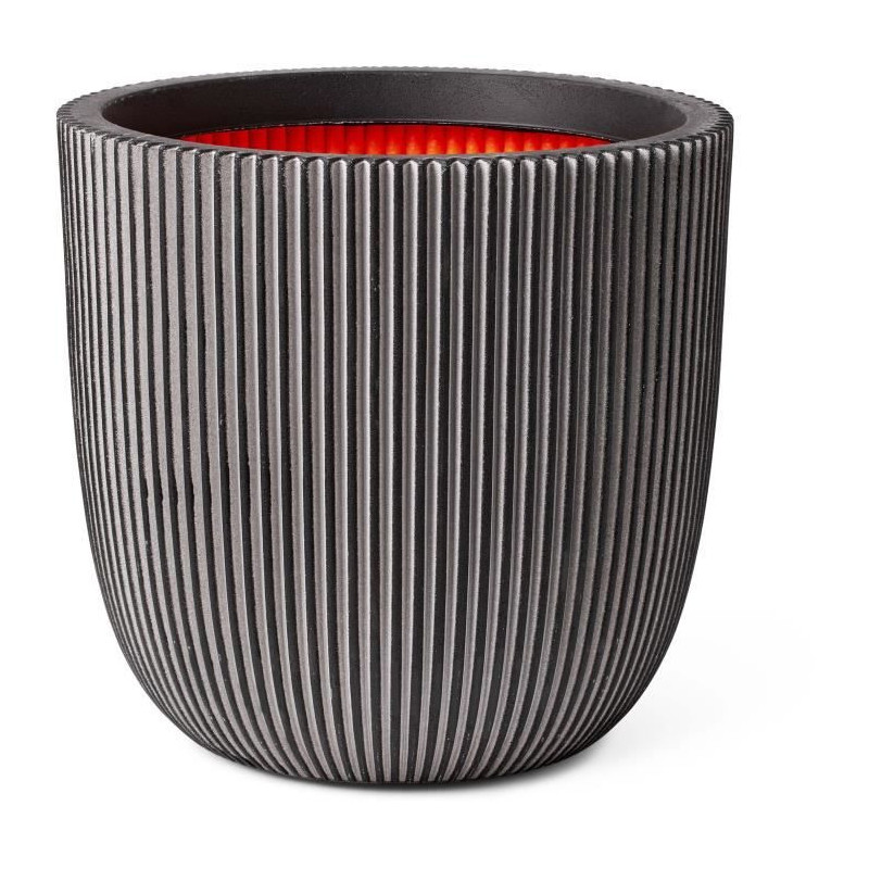 Ball flower pot - CAPI EUROPE - GROOVE NL - 43 x 41 cm - Anthracite