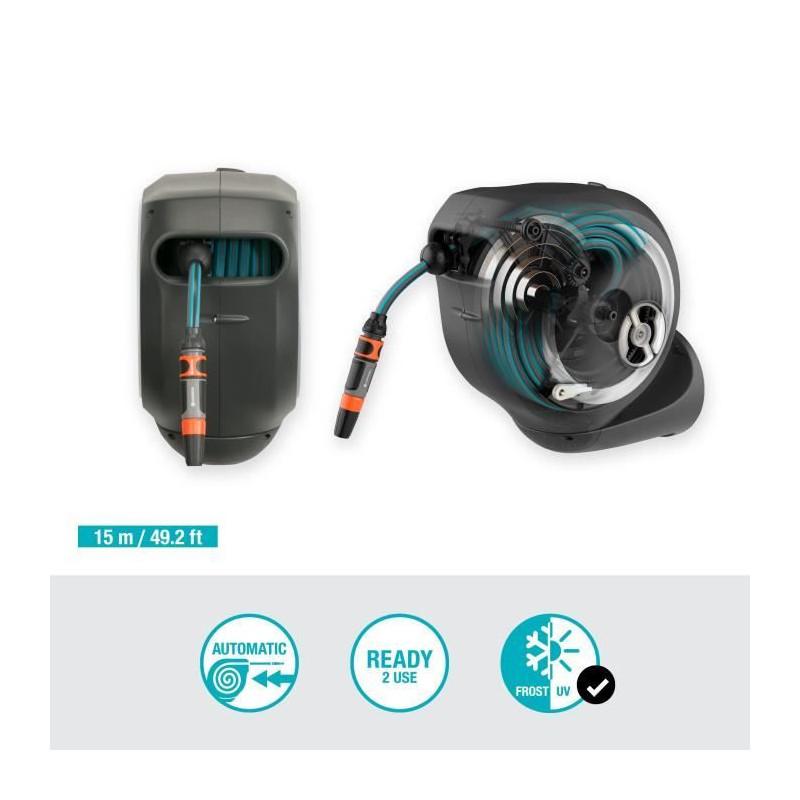 GARDENA RollUp S 15 m wall-mounted automatic hose reel