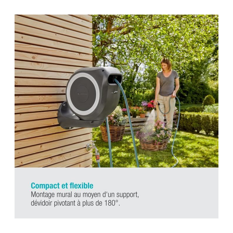 GARDENA RollUp S 15 m wall-mounted automatic hose reel