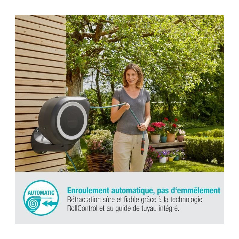 GARDENA RollUp S 15 m wall-mounted automatic hose reel