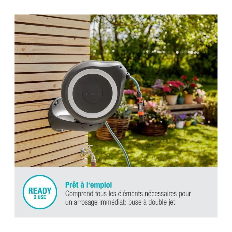 GARDENA RollUp S 15 m wall-mounted automatic hose reel
