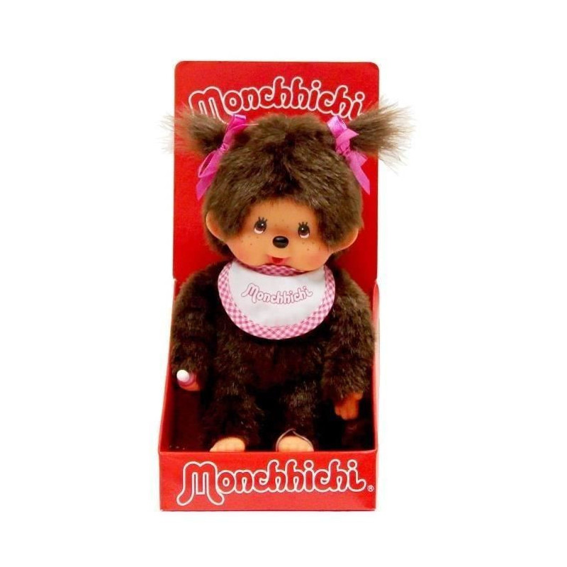 Monchhichi Girl Bib Pink 20 cms