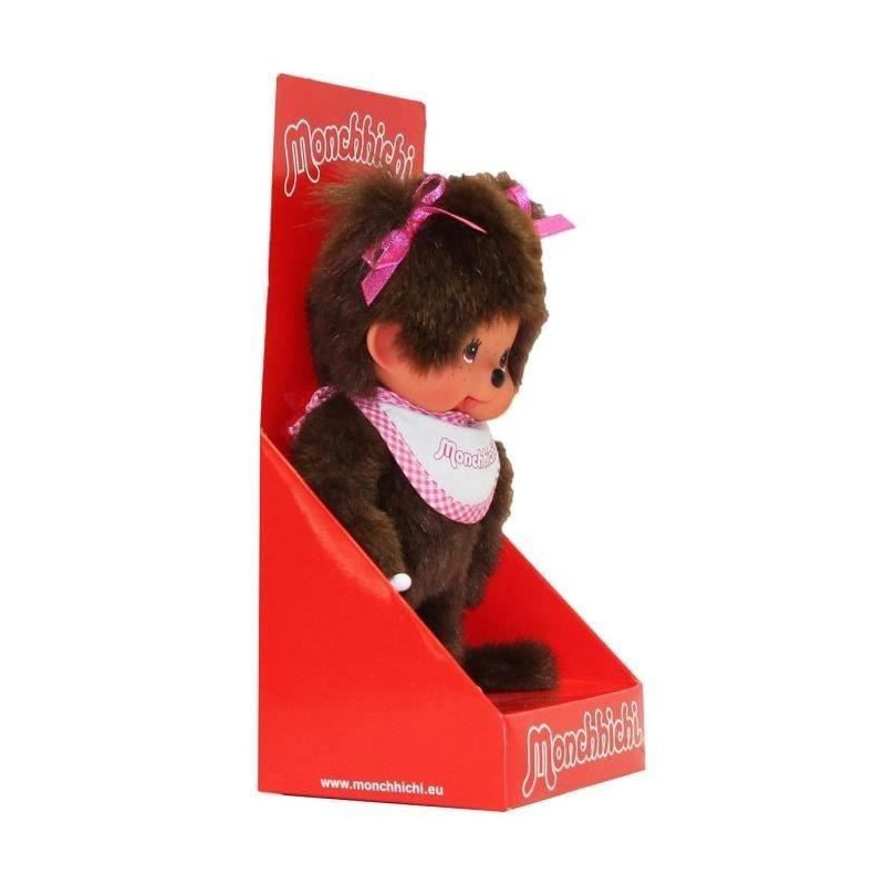 Monchhichi Girl Bib Pink 20 cms