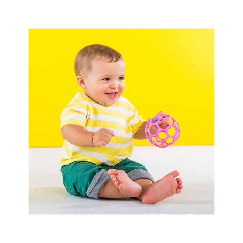 BRIGHT STARS Oball Easy-Grip Rattle BPA-Free Infant Toy in Pink, for N