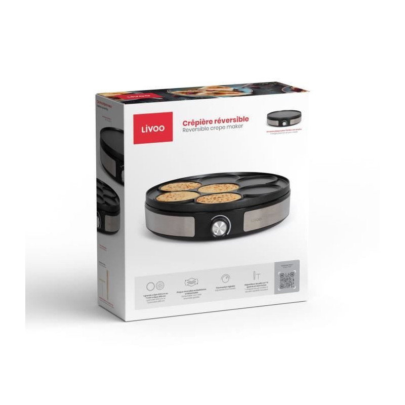 Reversible crepe maker - LIVOO - DOP247 - 1500W - Reversible plate: 1