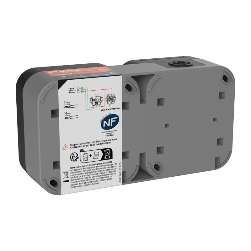 Double socket - QUARX - Aqua Pro - Outdoor, vertical, IP55, 250V, 16A