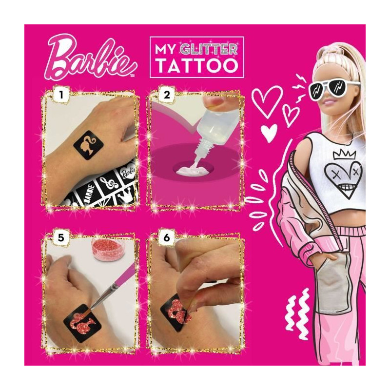 Barbie Glitter Tattoo Kit - LISCIANI GIOCHI - Create colorful and spar