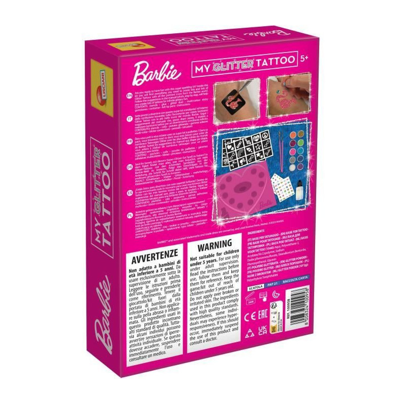 Barbie Glitter Tattoo Kit - LISCIANI GIOCHI - Create colorful and spar