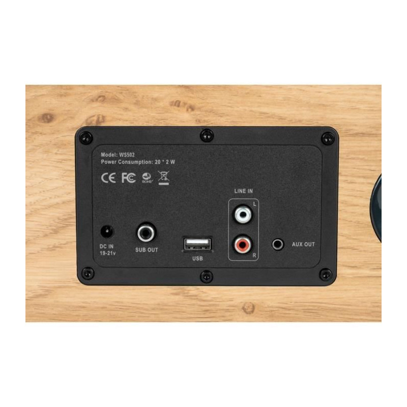 Wooden residential speaker - THOMSON - WS502 - Bluetooth 5.0, 100W, RC