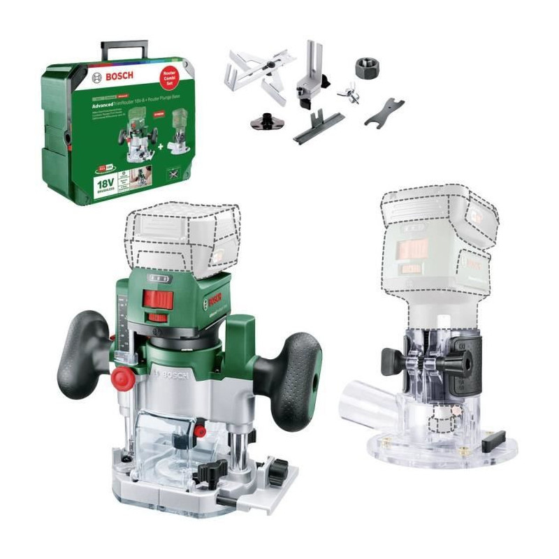 Bosch AdvancedTrimRouter 18V-8 Trimmer with Router Plunge Base, No Bat