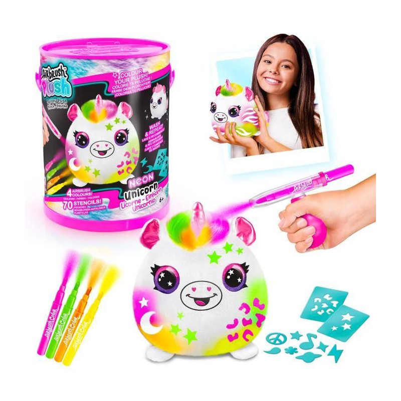 Canal Toys - Airbrush Plush - Neon Squish Plush Barrel with Felt Tips