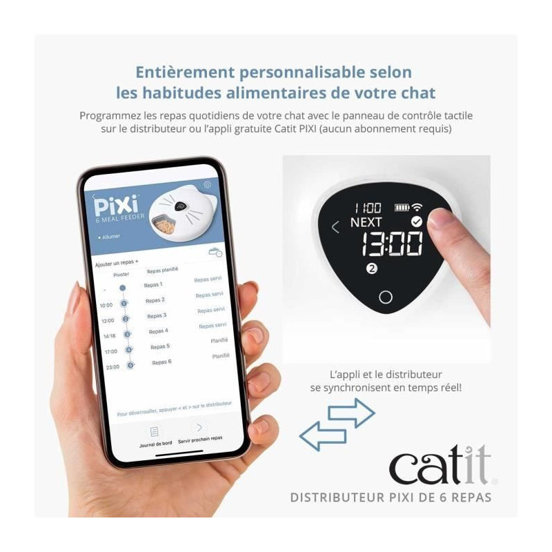 Connected Cat Food Dispenser - CATIT - PIXI SMART - 6 x 170ml - LCD To