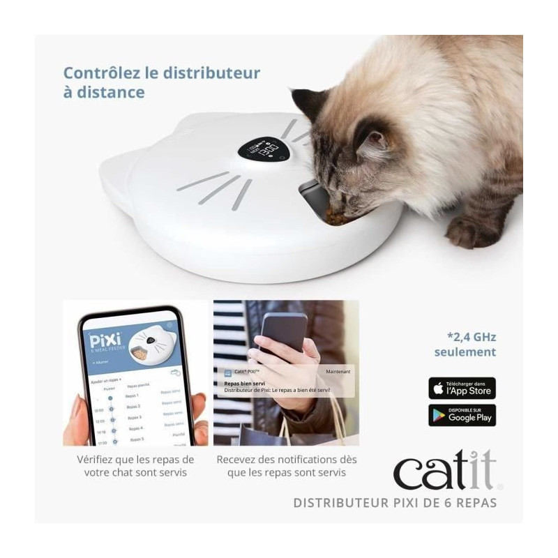 Connected Cat Food Dispenser - CATIT - PIXI SMART - 6 x 170ml - LCD To