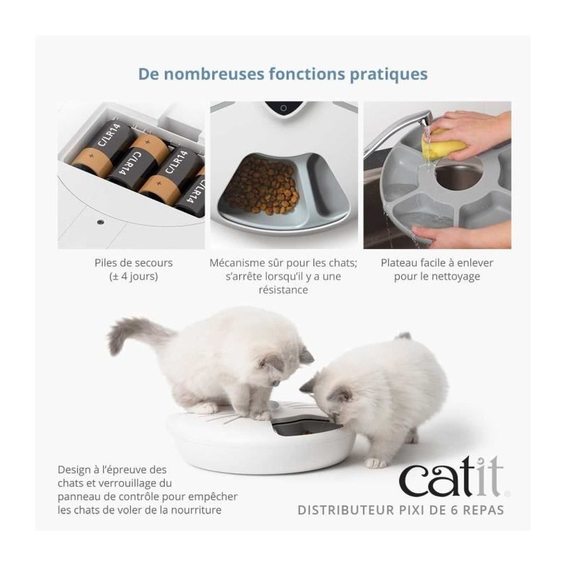 Connected Cat Food Dispenser - CATIT - PIXI SMART - 6 x 170ml - LCD To