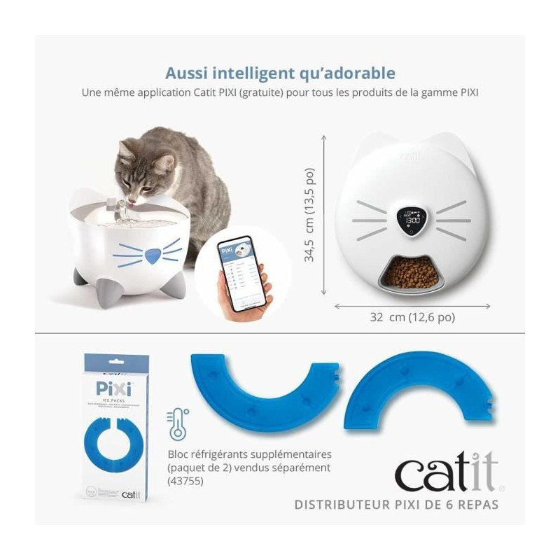 Connected Cat Food Dispenser - CATIT - PIXI SMART - 6 x 170ml - LCD To