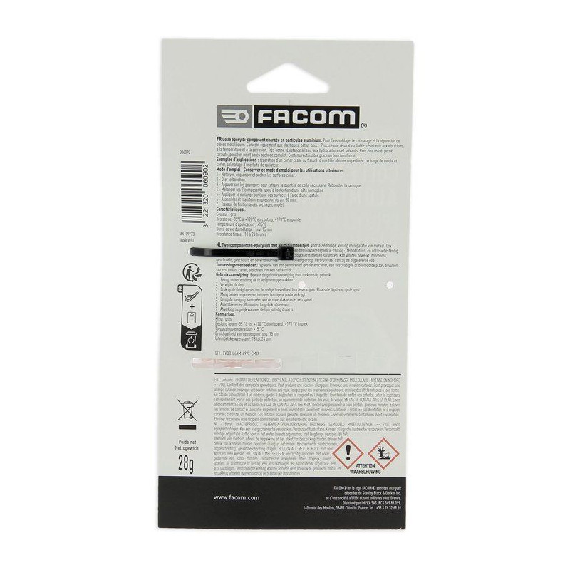 Facom Epoxy glue - Bi -component syringe with cap - 28g