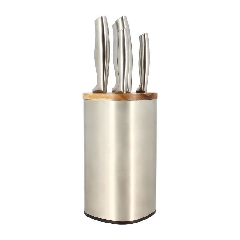5-piece knife block - MENASTYL - 5041070 - Stainless steel - Wood