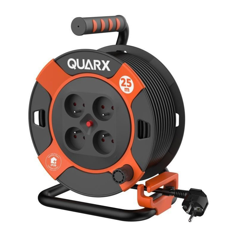 DIY reel - QUARX - 25m - H05VV-F 3G1.5mm² - Thermal circuit breaker -