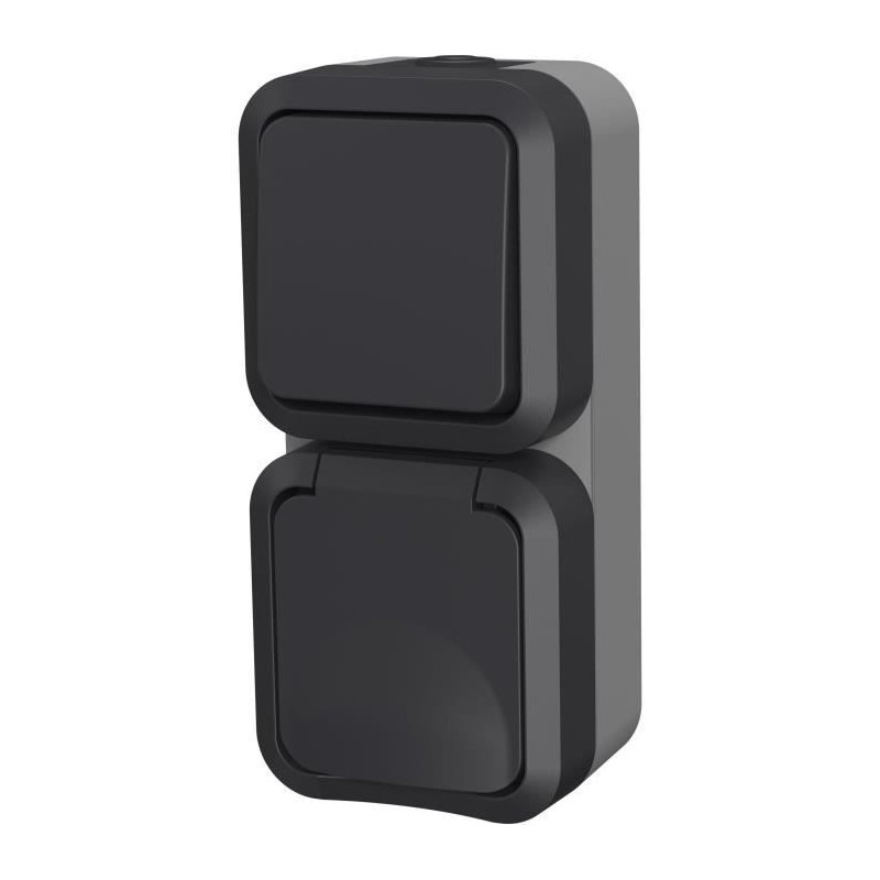 Double two-way switch + Vertical socket - QUARX - Aqua Pro - Outdoor,
