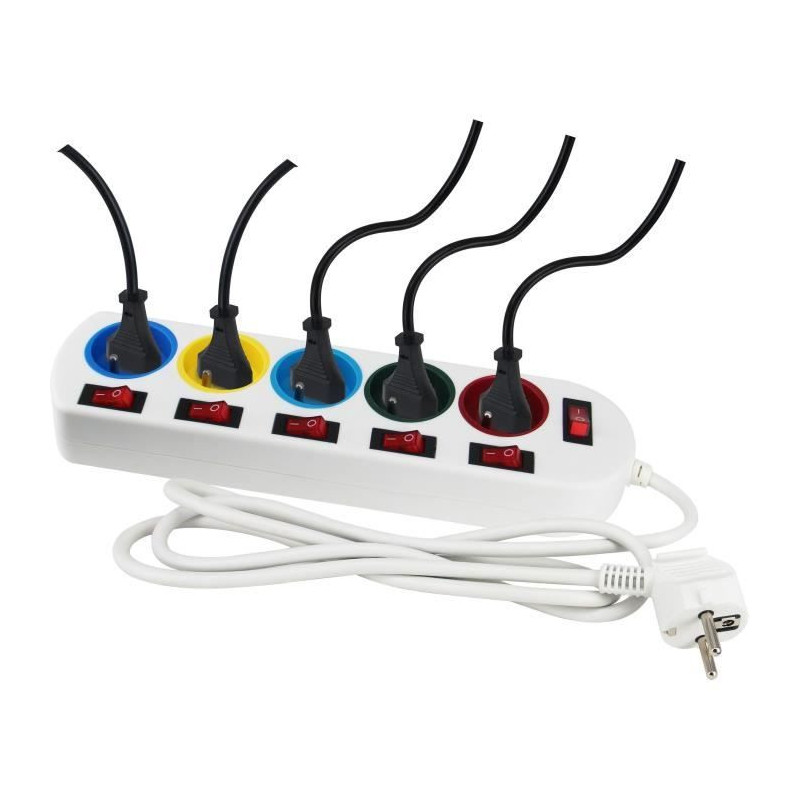 Power strip - GAO - 5 sockets - With switches, 16A, 230V