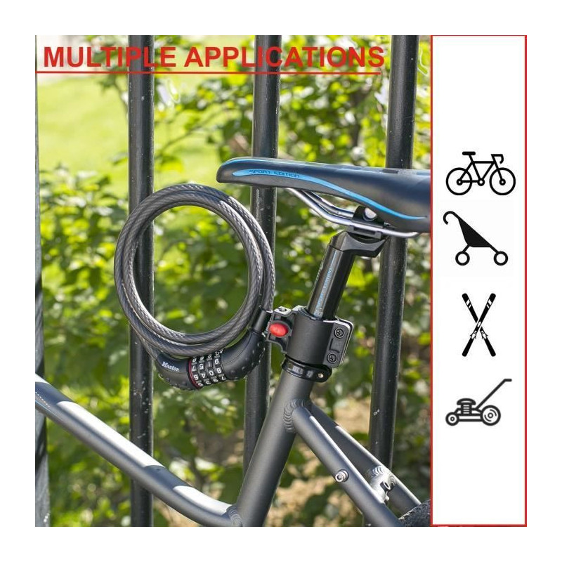 Bike Lock - MASTER LOCK - 8120EURDPRO - Twisted Steel Cable - 1.8m Len