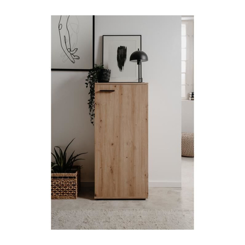 Satos shoe cabinet - Artisan oak - 100 x 110 x 34 cm - Capacity 12 pai